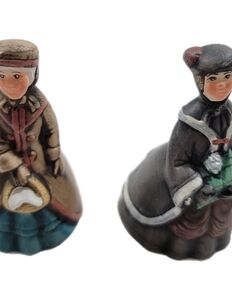 1984 Vintage Biron Molds Ladies Carolers Christmas Figurines Set Of 2